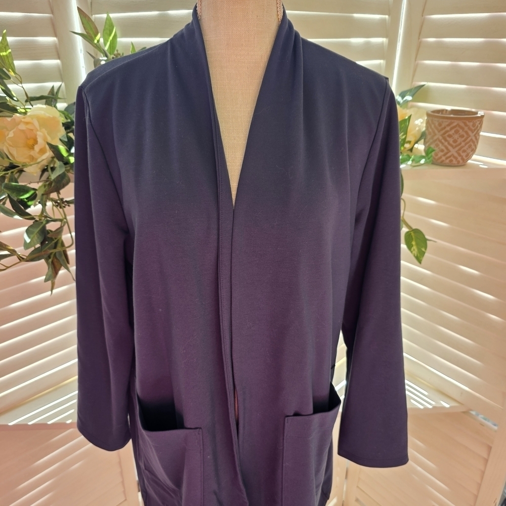 Eileen Fisher Deep Purple Open-Front Blazer